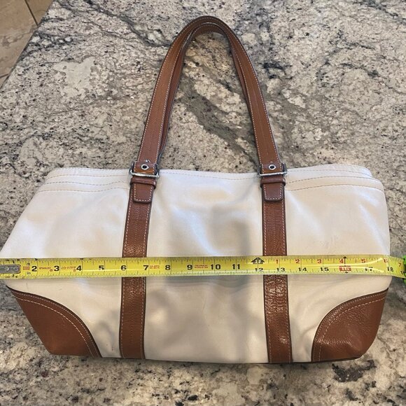 Coach White/Tan Tote Handbag - Picture 8 of 10